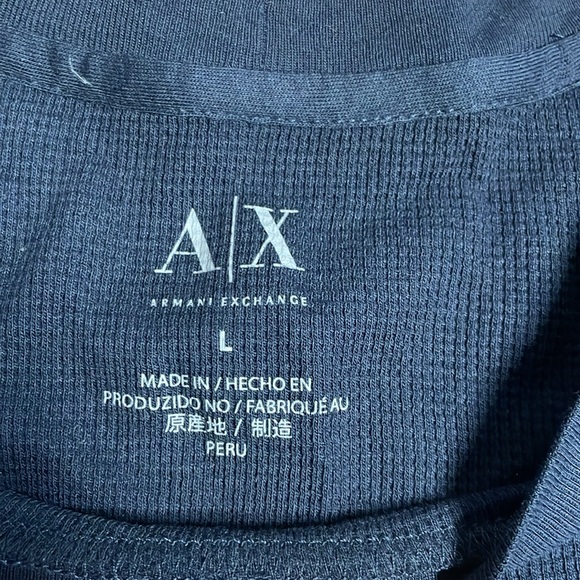 Armani exchange blue thermal style long sleeve tshirt - Picture 2 of 3